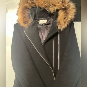 Sandro Black Wool Coat, with cool zipper detail